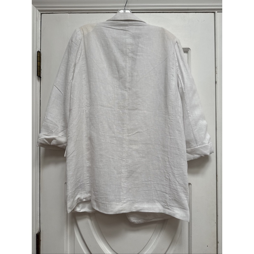 Harve Benard NWT White Linen Jacket Blazer Size 14 Lined  Pockets Linen Blend‎ - Picture 5 of 7